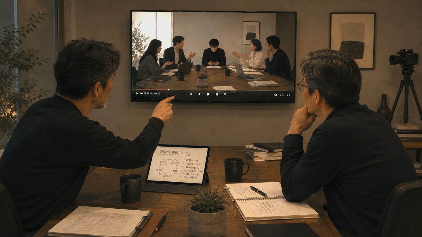 2人が同じ画面を別々の視点で観ている